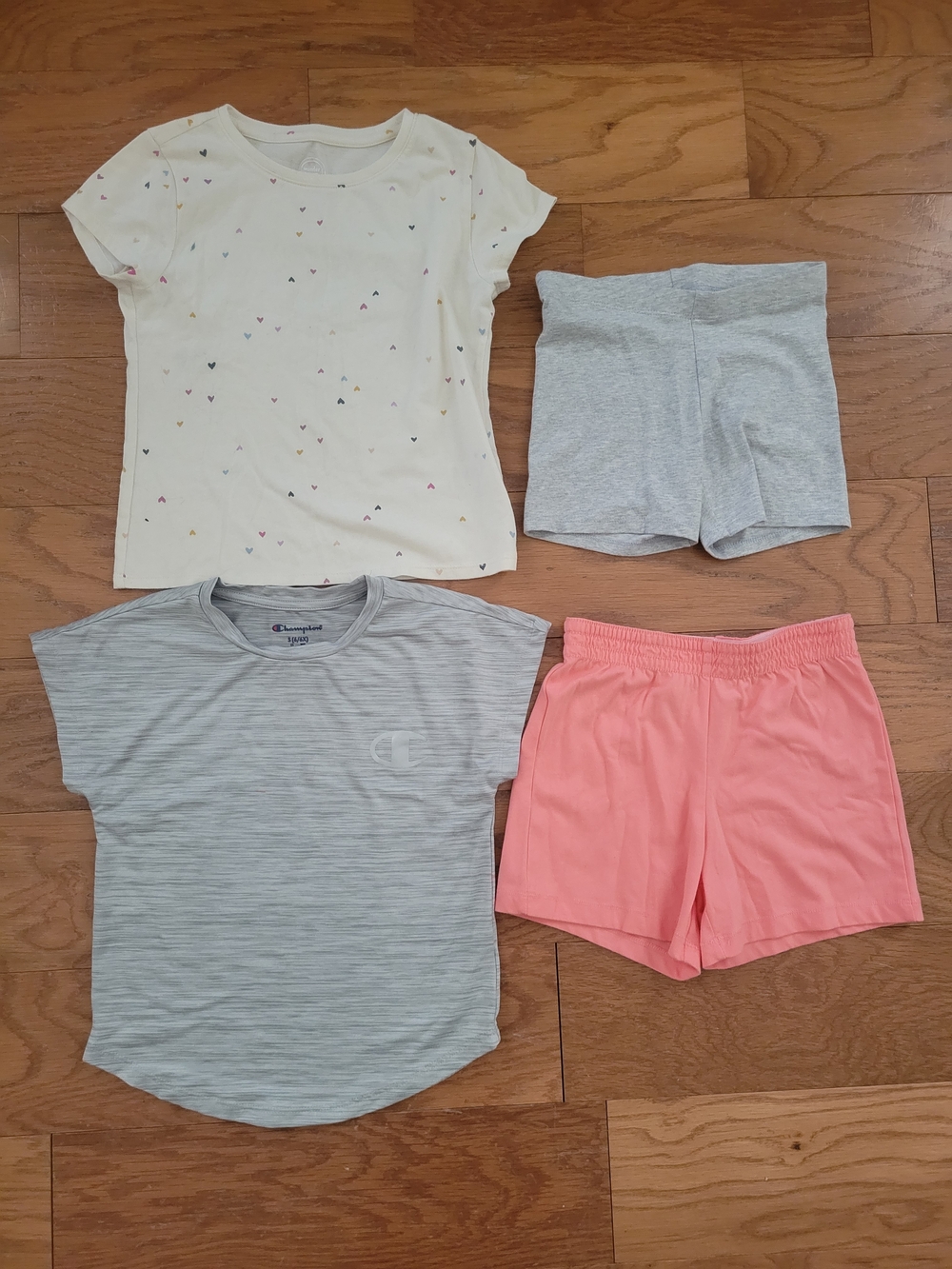 Champion Girls' Heather Gray Tee and Pink Shorts Pajama Set